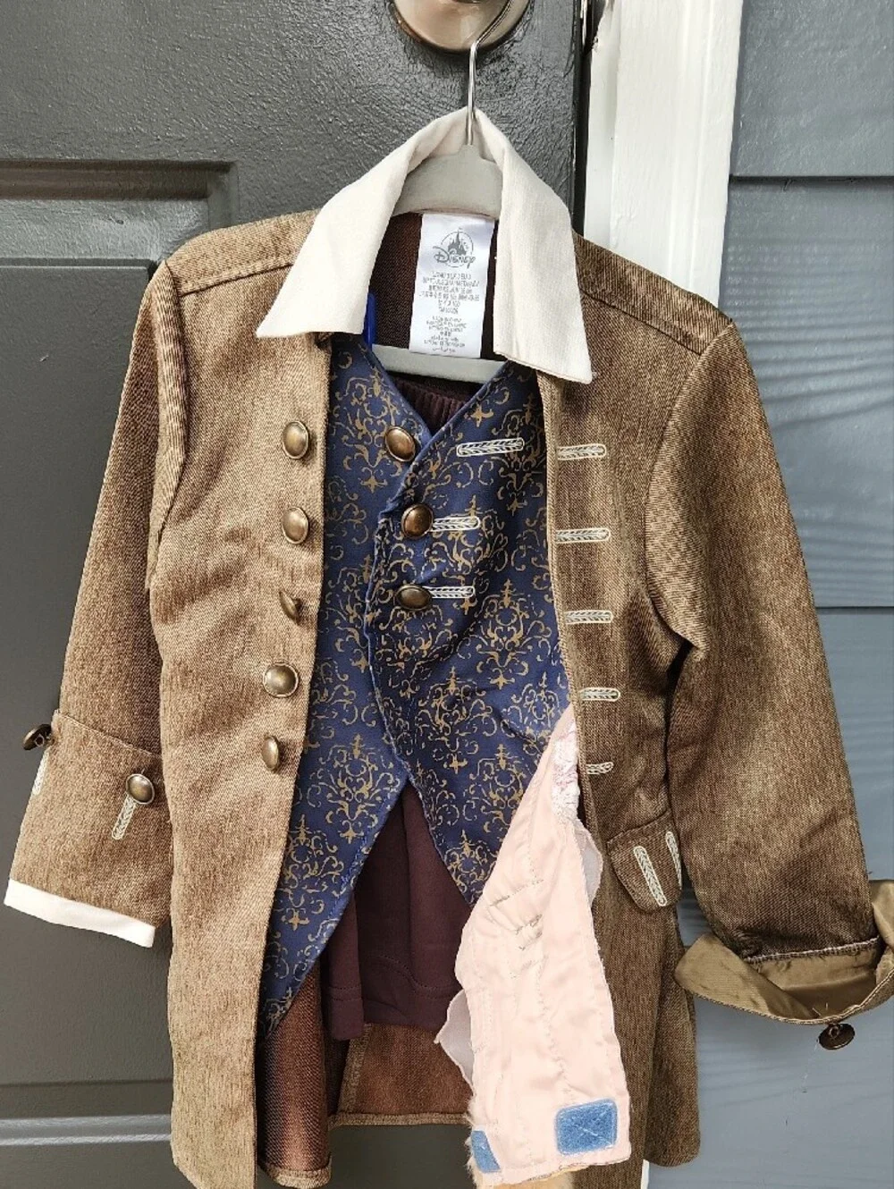 Disney Brown and White Costume Coat with Navy Lining Accents 2T/3T